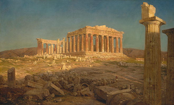 transparency was very old (1986) and yellow and required major color shift - check with curator if is correct AT TIME OF PLACING IT ON TIMELINE, CURATOR WAS NOT CONSULTED Working Title/Artist: Frederic Edwin Church: The Parthenon Department: Am. Paintings / Sculpture Culture/Period/Location:  HB/TOA Date Code:  Working Date:  photography by mma, DT1540.tif touched by film and media (jnc) 8_4_09